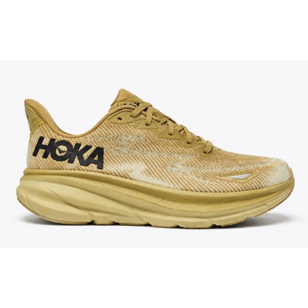 HOKA Clifton 9 Men’s Running Shoes Beige Khaki Cushioned Sneakers Athletic
